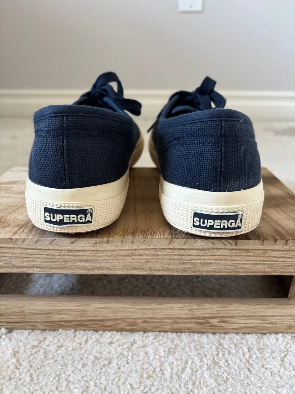 Superga 2750 Cotu Classic Navy Canvas Low-Top Sneakers with Off-White Sole - Picture 5 of 5